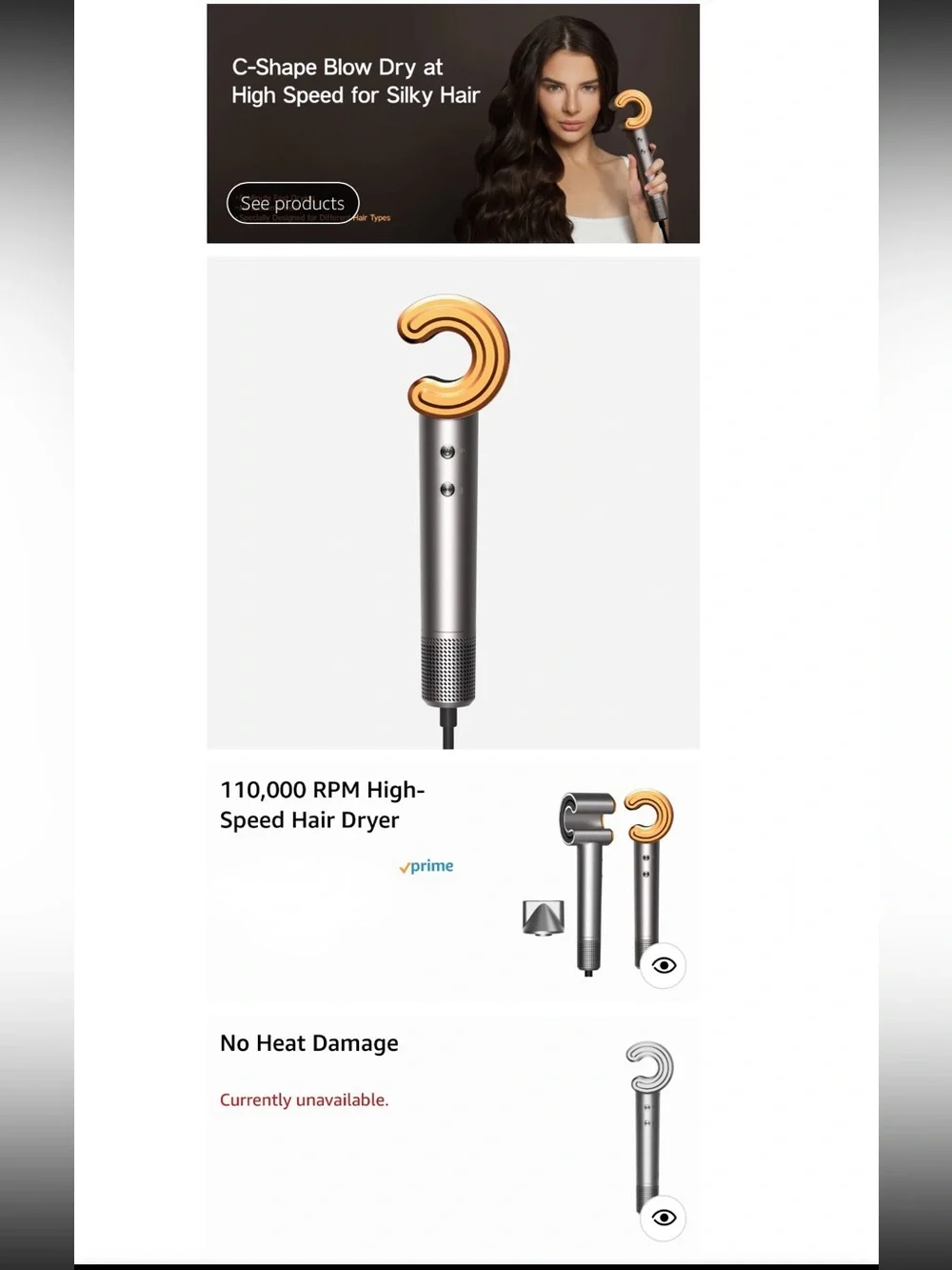 Feyluny NIB Hair Blow Dryer High-Speed Brushless Portable with Nickel Copper